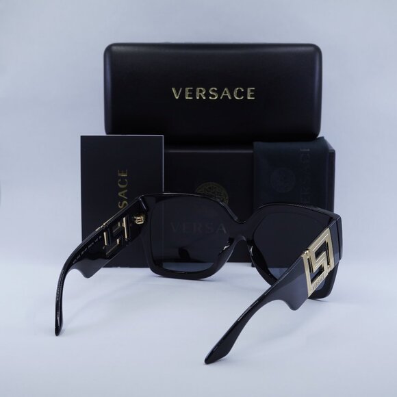 Versace VE4402 GB1/87 Sunglasses Black Square Frame, Dark Grey Lenses